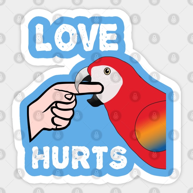 Love Hurts Scarlet Macaw Parrot Biting Sticker by Einstein Parrot
